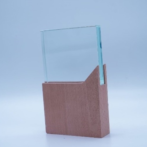 Trophée Carré Cristal bois